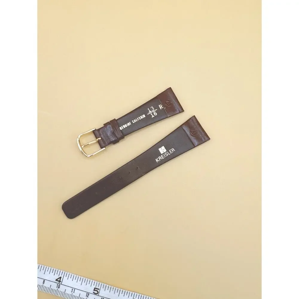21mm KREISLER Fine Calfskin NOS Vintage Watch Band & Gold-Tone Buckle
